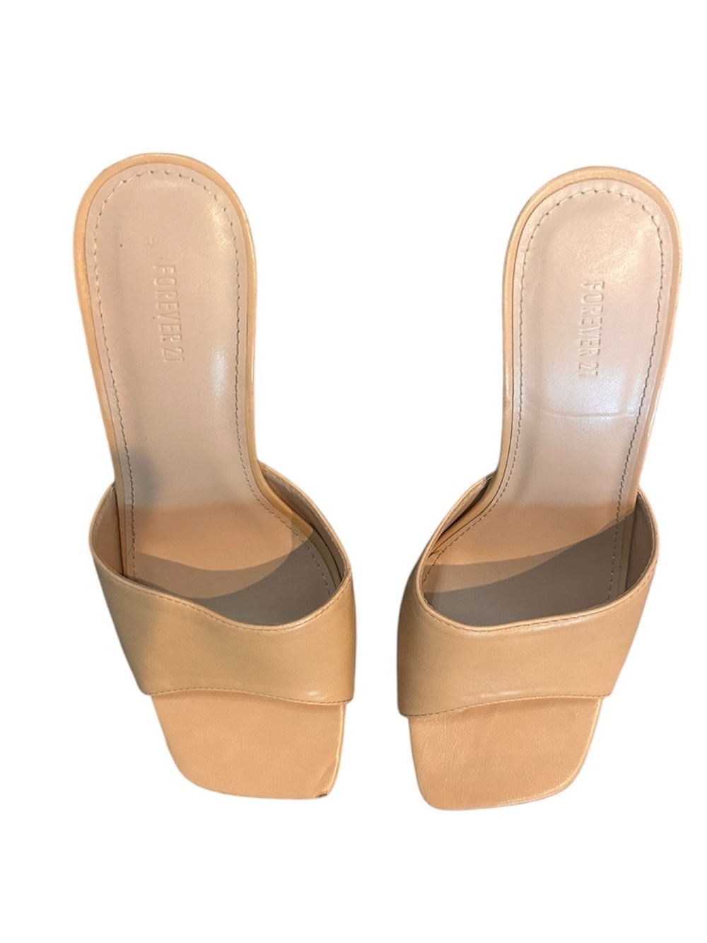 Forever 21 Beige Open-Toe Slide Heels, mule size 8.5 - Picture 2 of 6